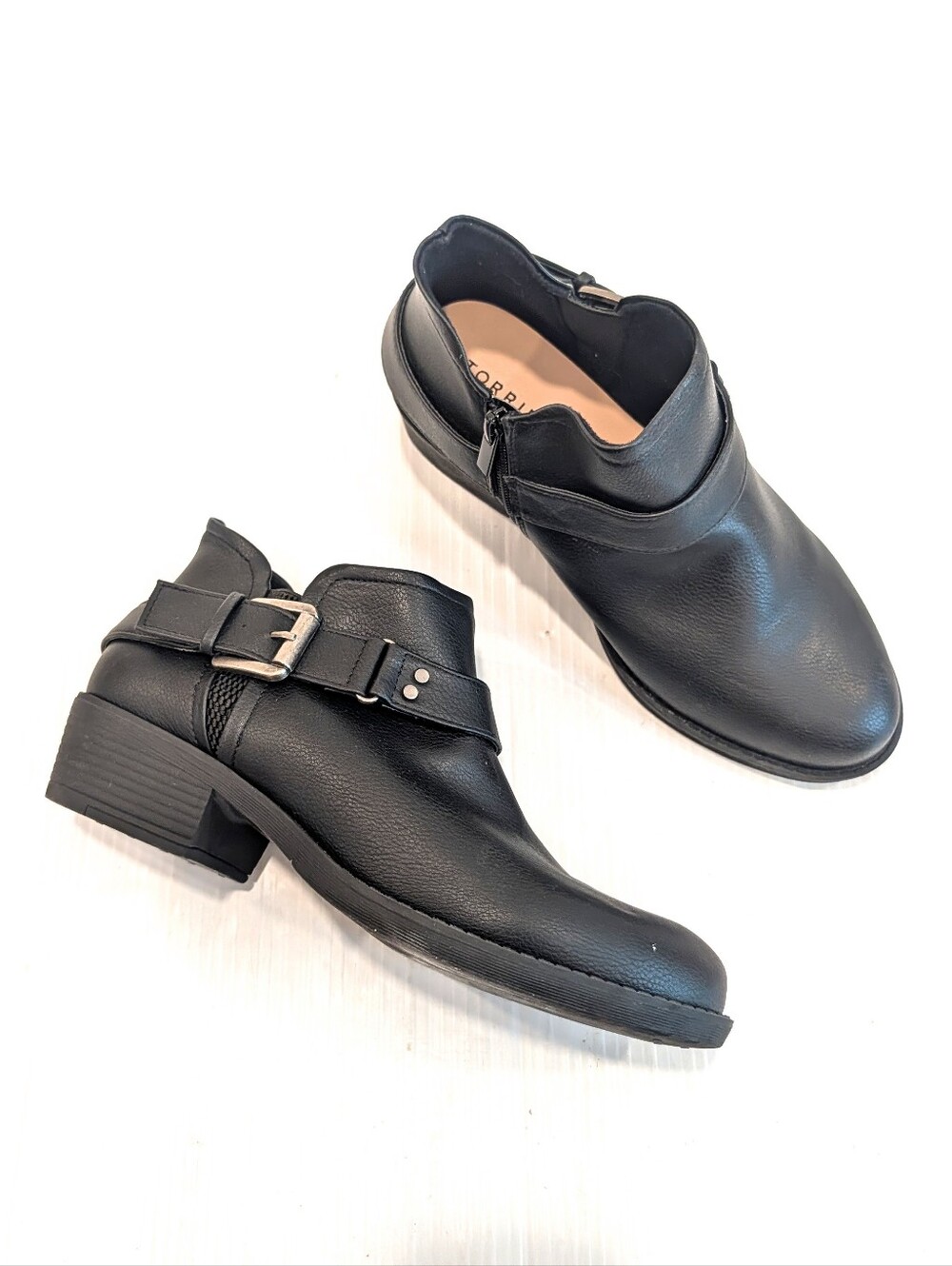 TORRID Women's Black Faux Leather Ankle Boots with Buckle Size 9.5WW
